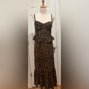 Steve Madden Brown Leopard Midi Dress